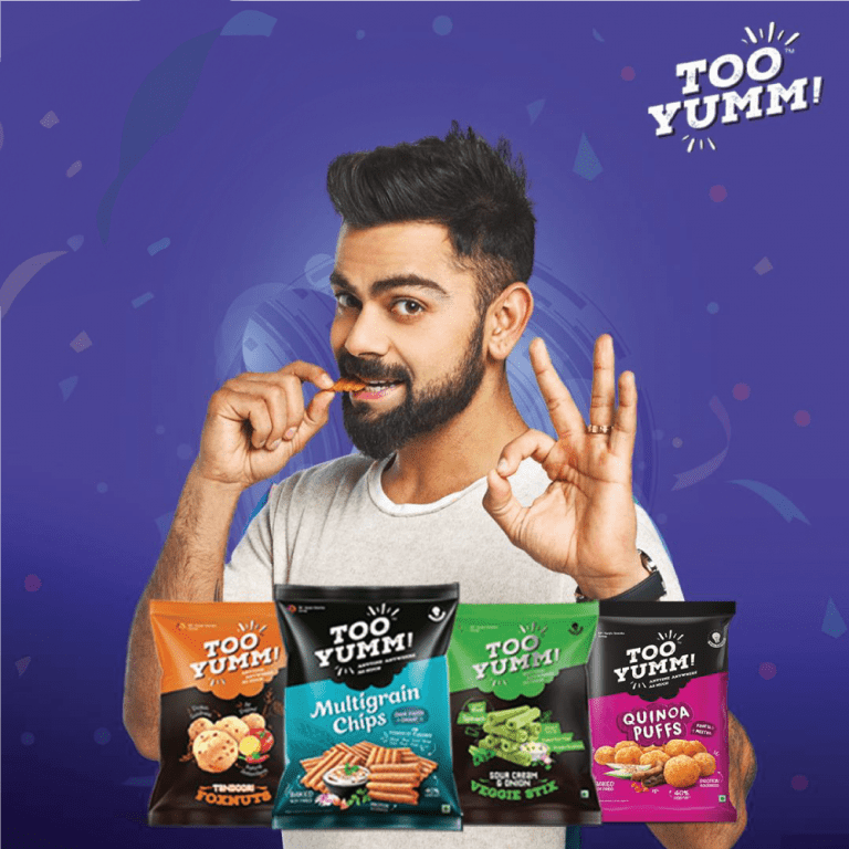 Image of Virat Kohli with Too Yumm Products